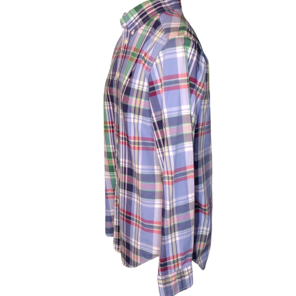 Ralph Lauren Blue label XL plaid button cuff button up women's Cotton blouse - Picture 2 of 4